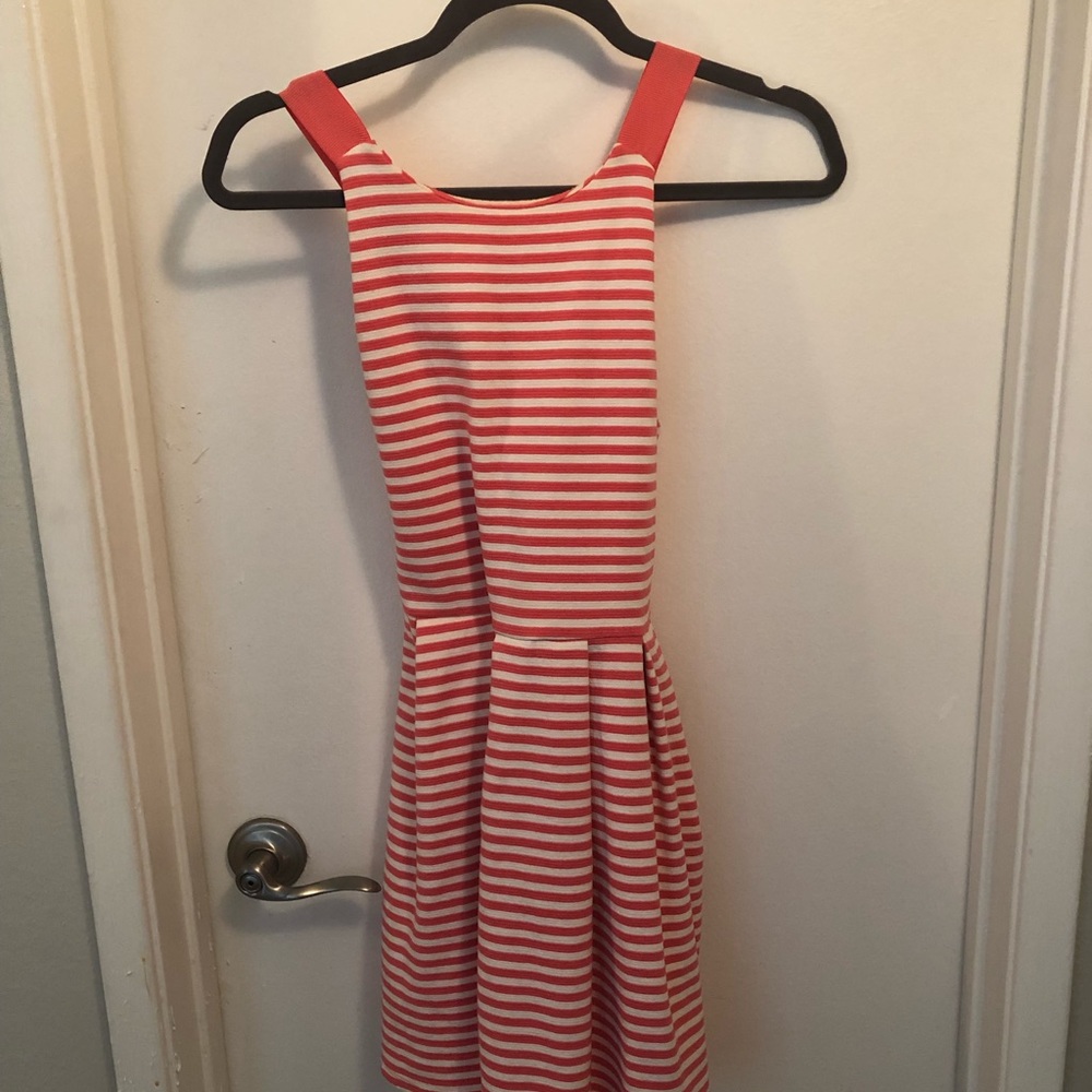 Pink and white striped dress.